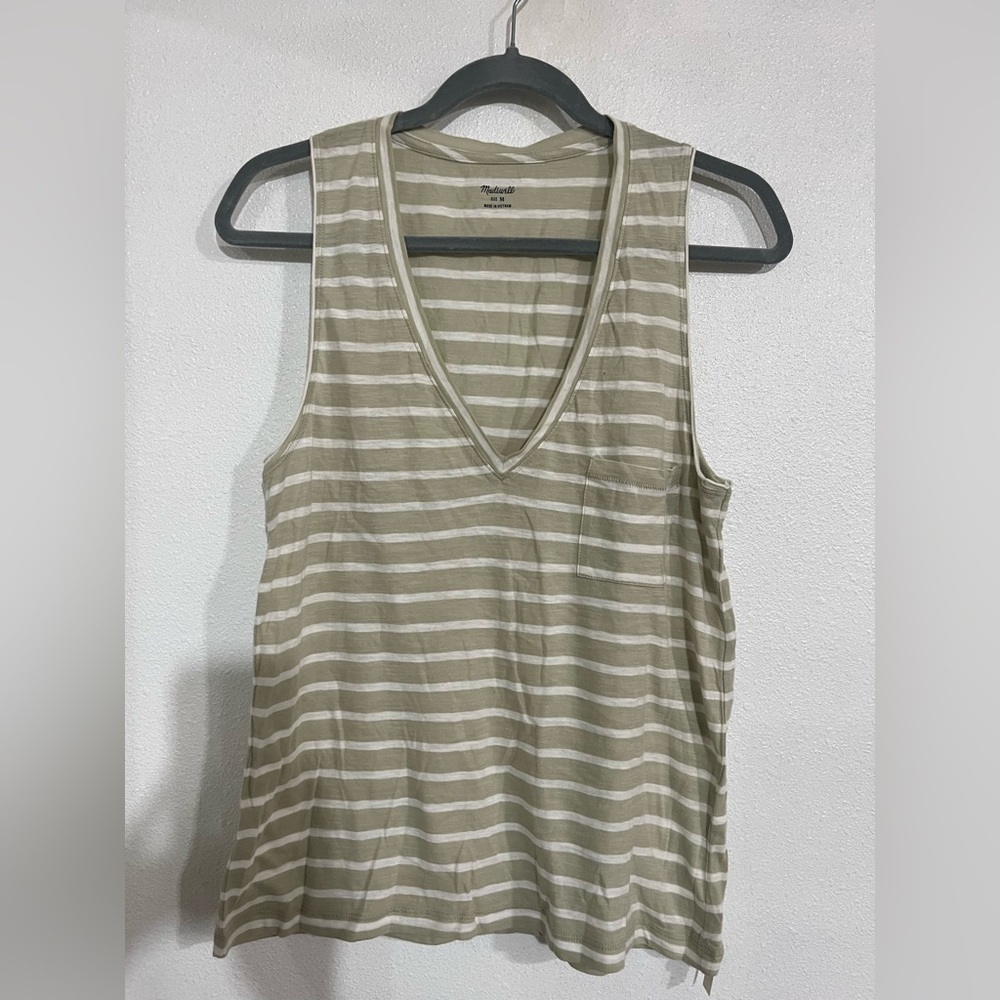 Madewell V-Neck sleeveless T-shirt, combo stripe